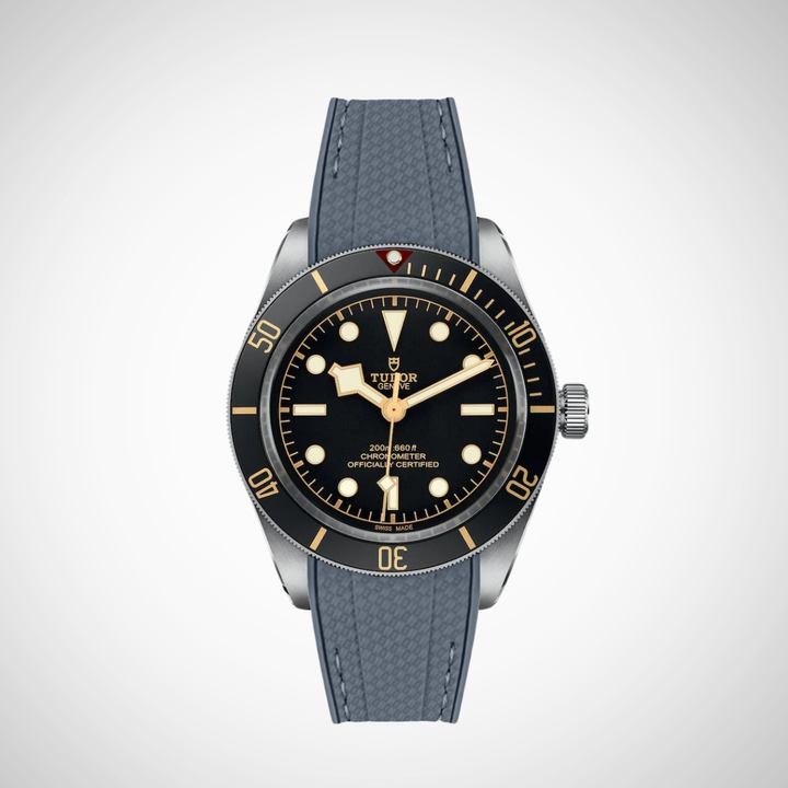 Rubber Flex Thread Curved Strap for Tudor Black Bay 58 Black