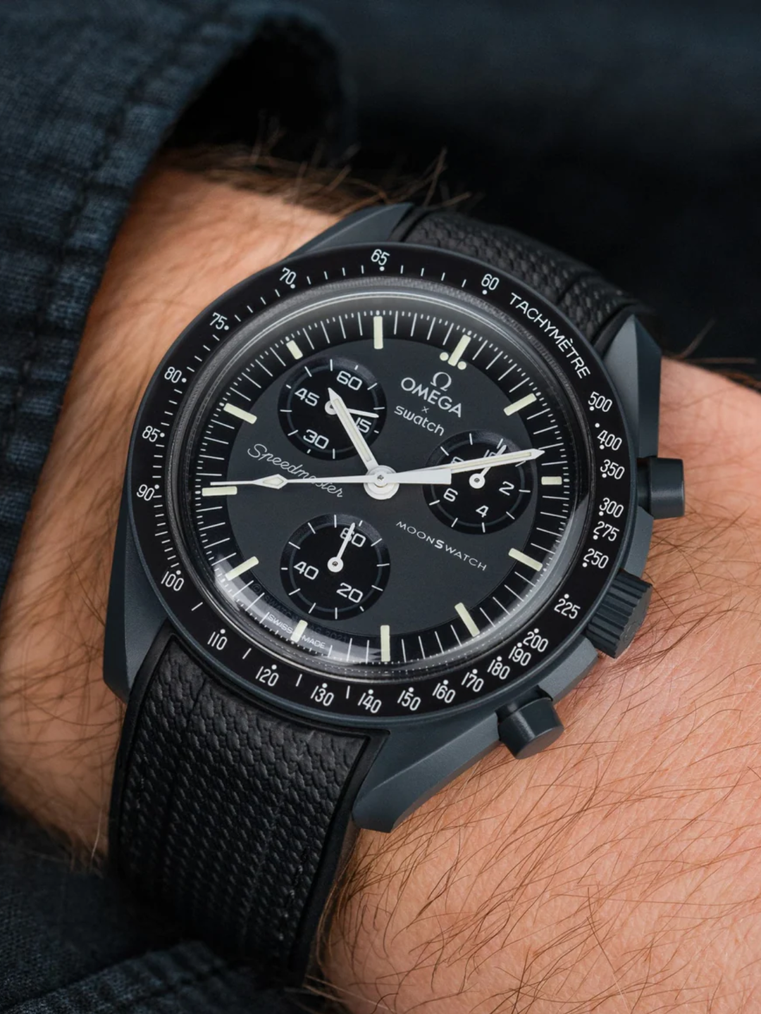 Rubber Flex Thread Curved Strap for Omega X Swatch MoonSwatch Mission to The Moonphase