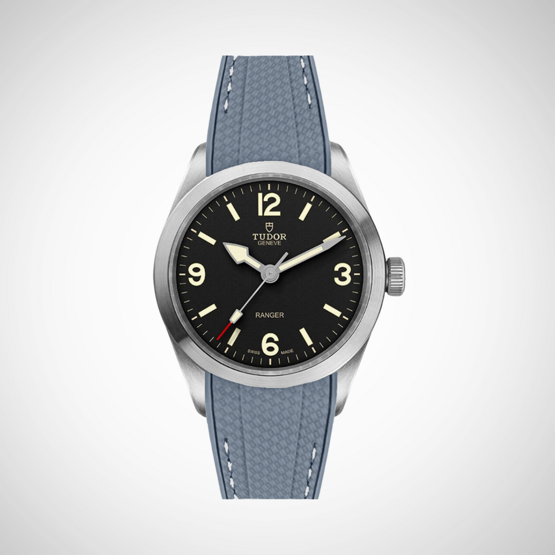 Rubber Flex Thread Curved Strap for Tudor Ranger 39mm