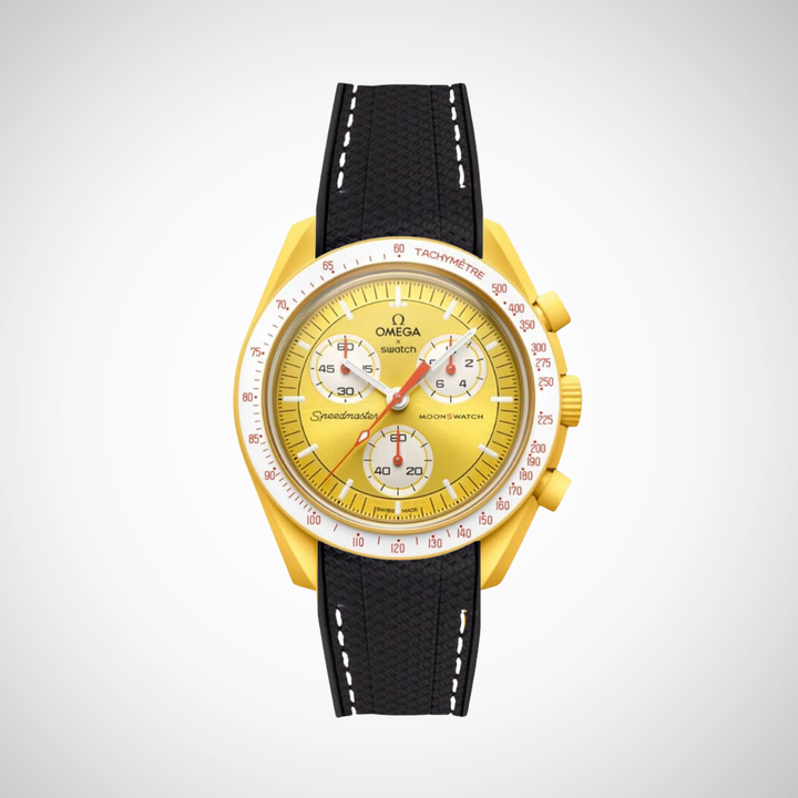Rubber Flex Thread Curved Strap for Omega X Swatch MoonSwatch Mission to the Sun