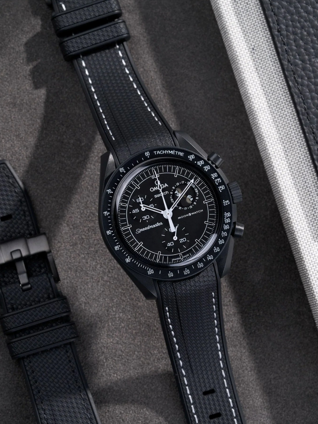 Rubber Flex Thread Curved Strap for Omega X Swatch MoonSwatch New Moon