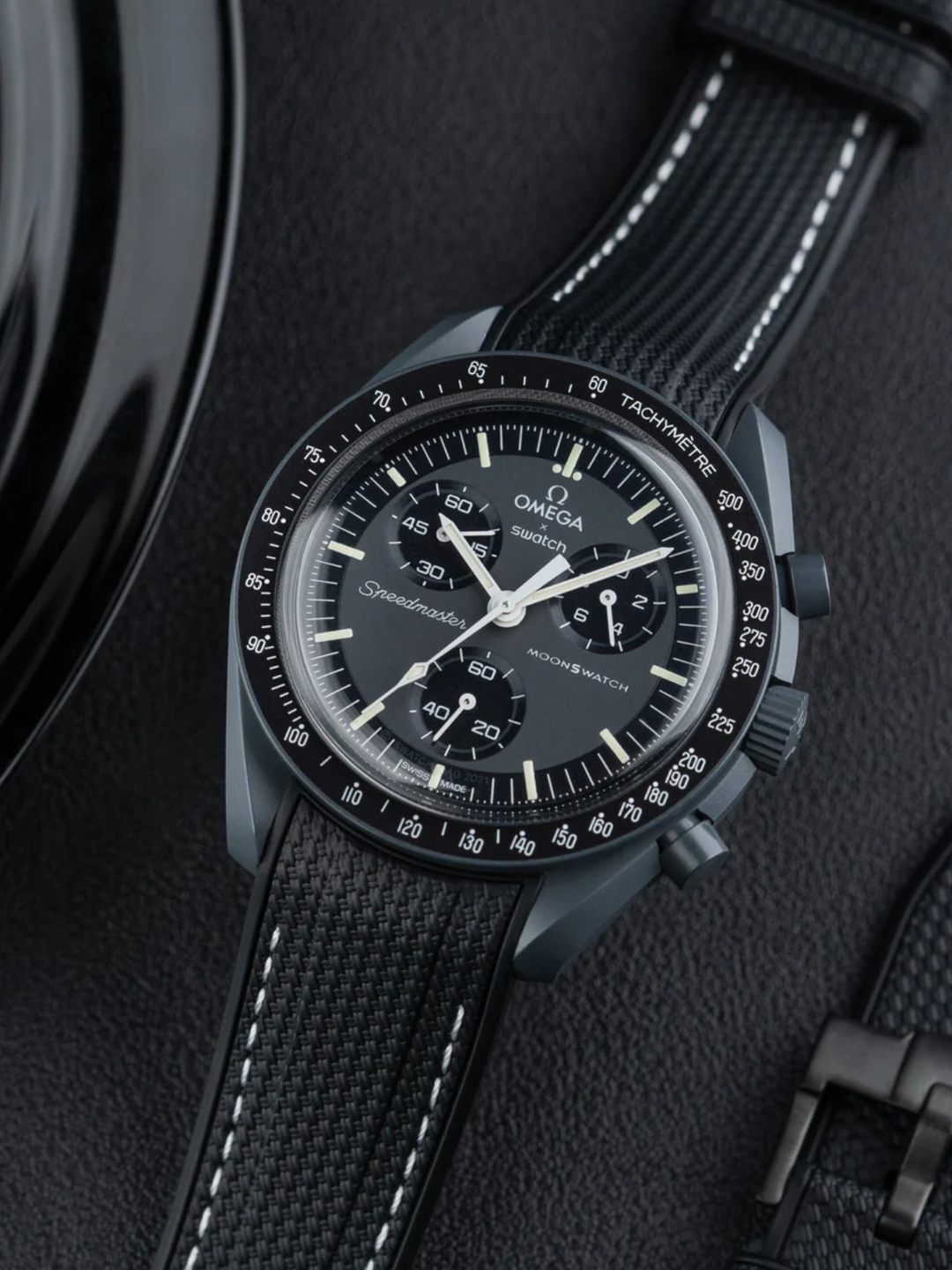 Rubber Flex Thread Curved Strap for Omega X Swatch MoonSwatch Mission to The Moonphase