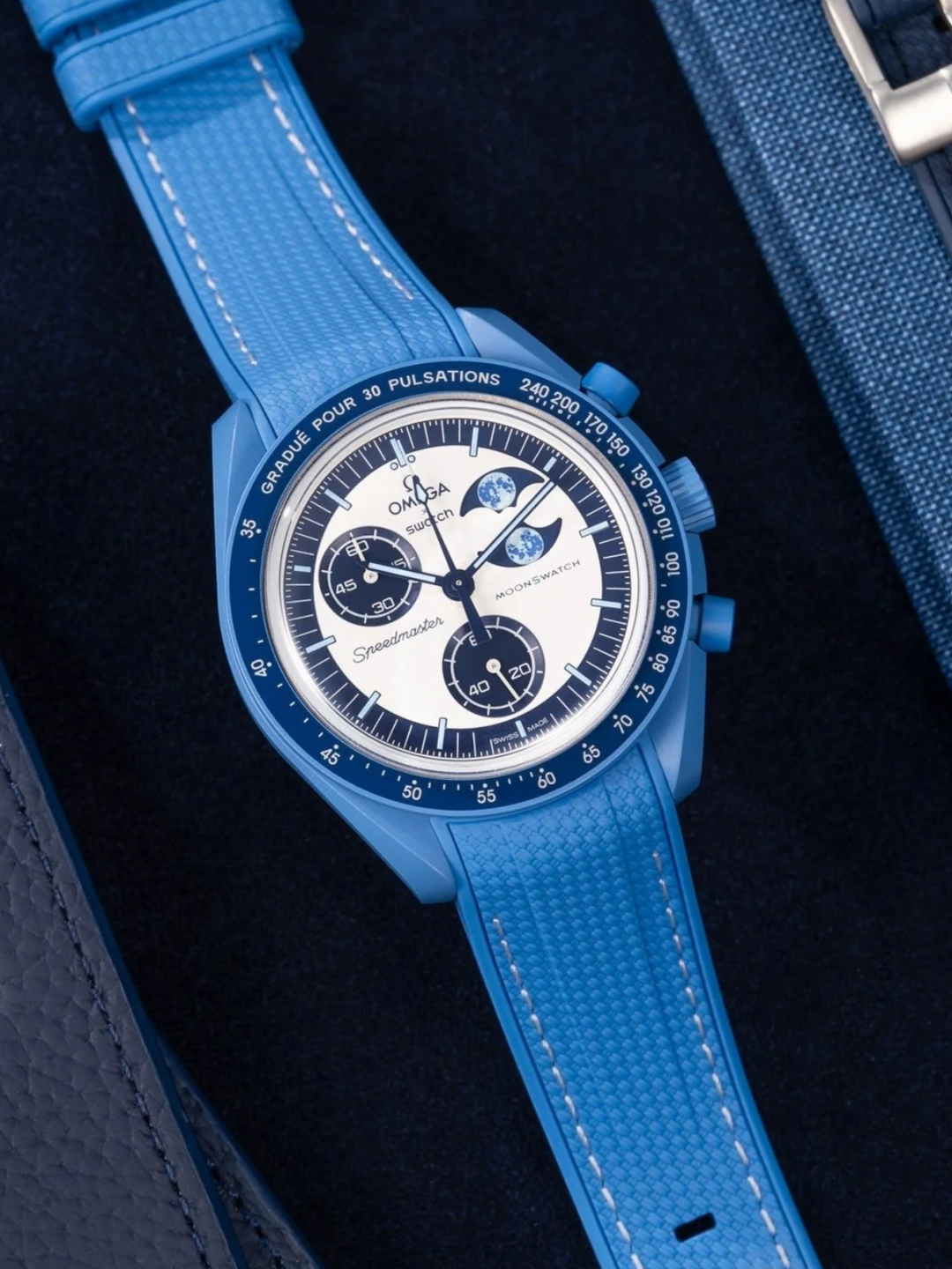 Rubber Flex Thread Curved Strap for Omega X Swatch MoonSwatch Mission to the Moon
