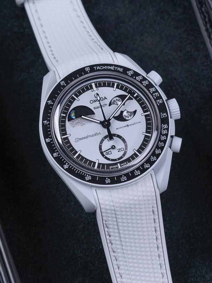 Rubber Flex Thread Curved Strap for Omega X Swatch MoonSwatch Mission To Earth Phase