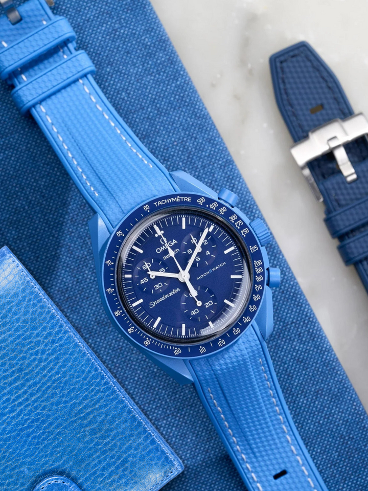 Rubber Flex Thread Curved Strap for Omega X Swatch MoonSwatch Mission To Neptune