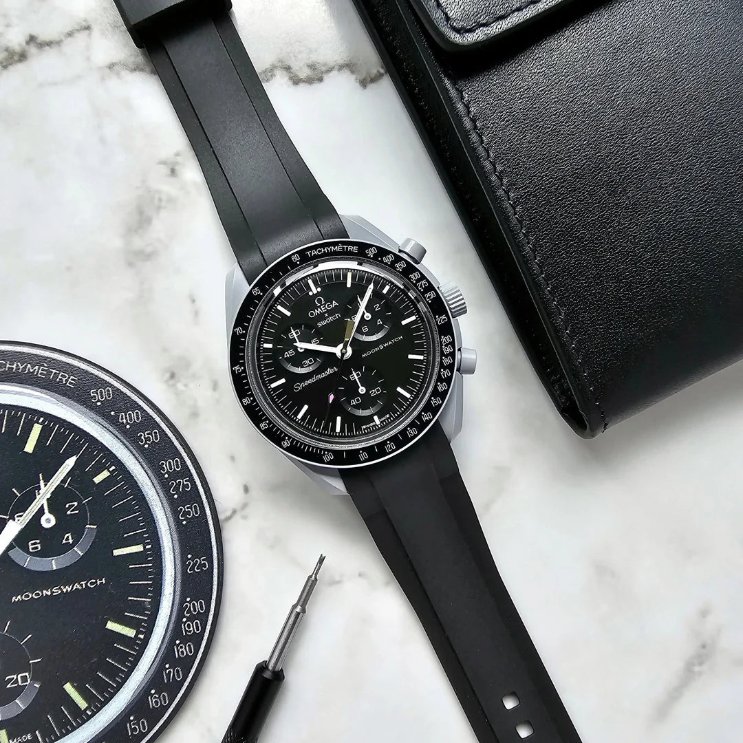 FKM Rubber Curved Strap for Omega X Swatch MoonSwatch Mission to the Moon