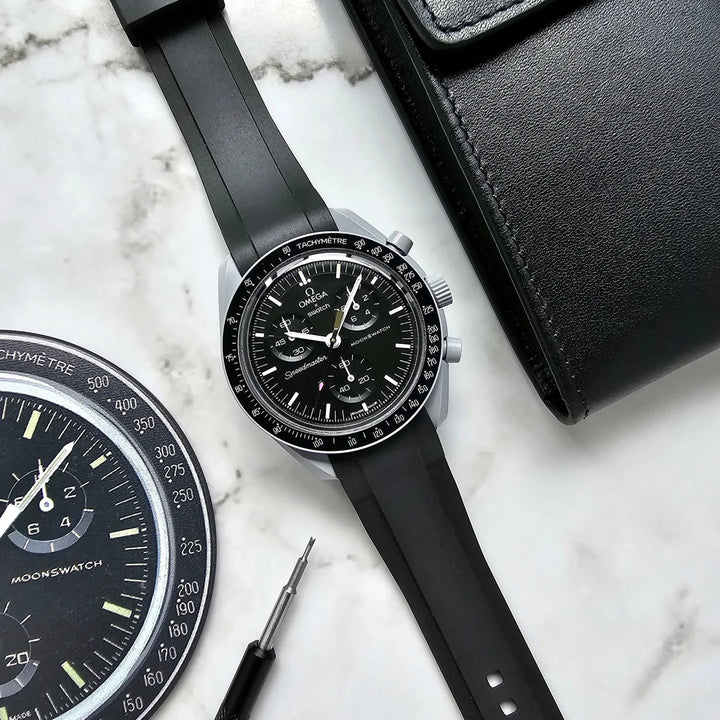 FKM Rubber Curved Strap for Omega X Swatch MoonSwatch Mission to the Moon