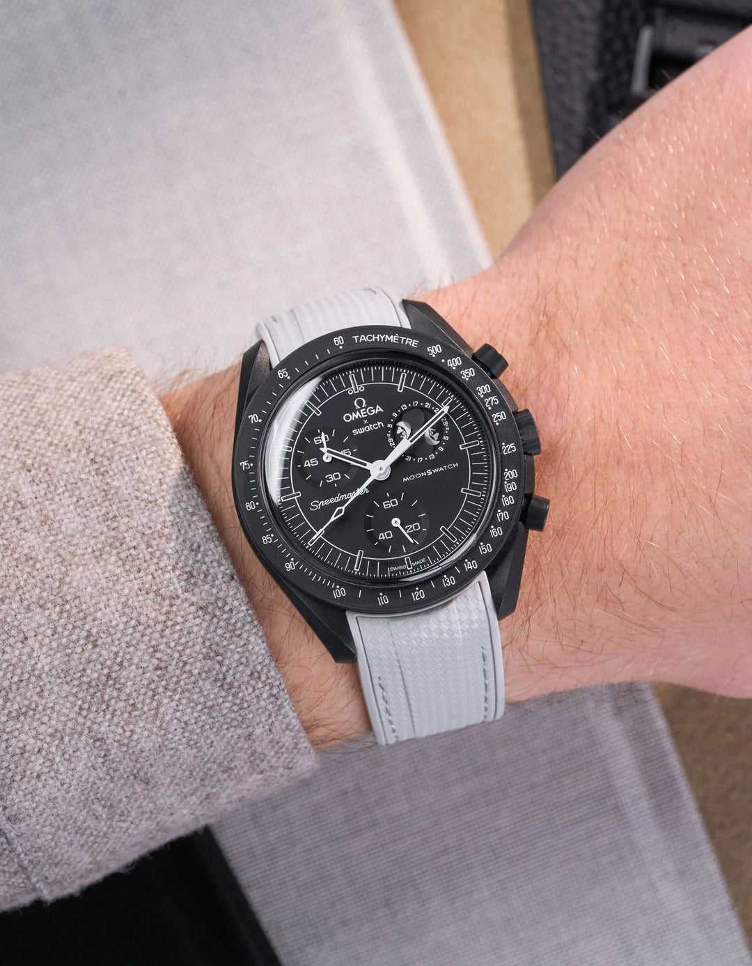 Rubber Flex Thread Curved Strap for Omega X Swatch MoonSwatch Mission to Uranus