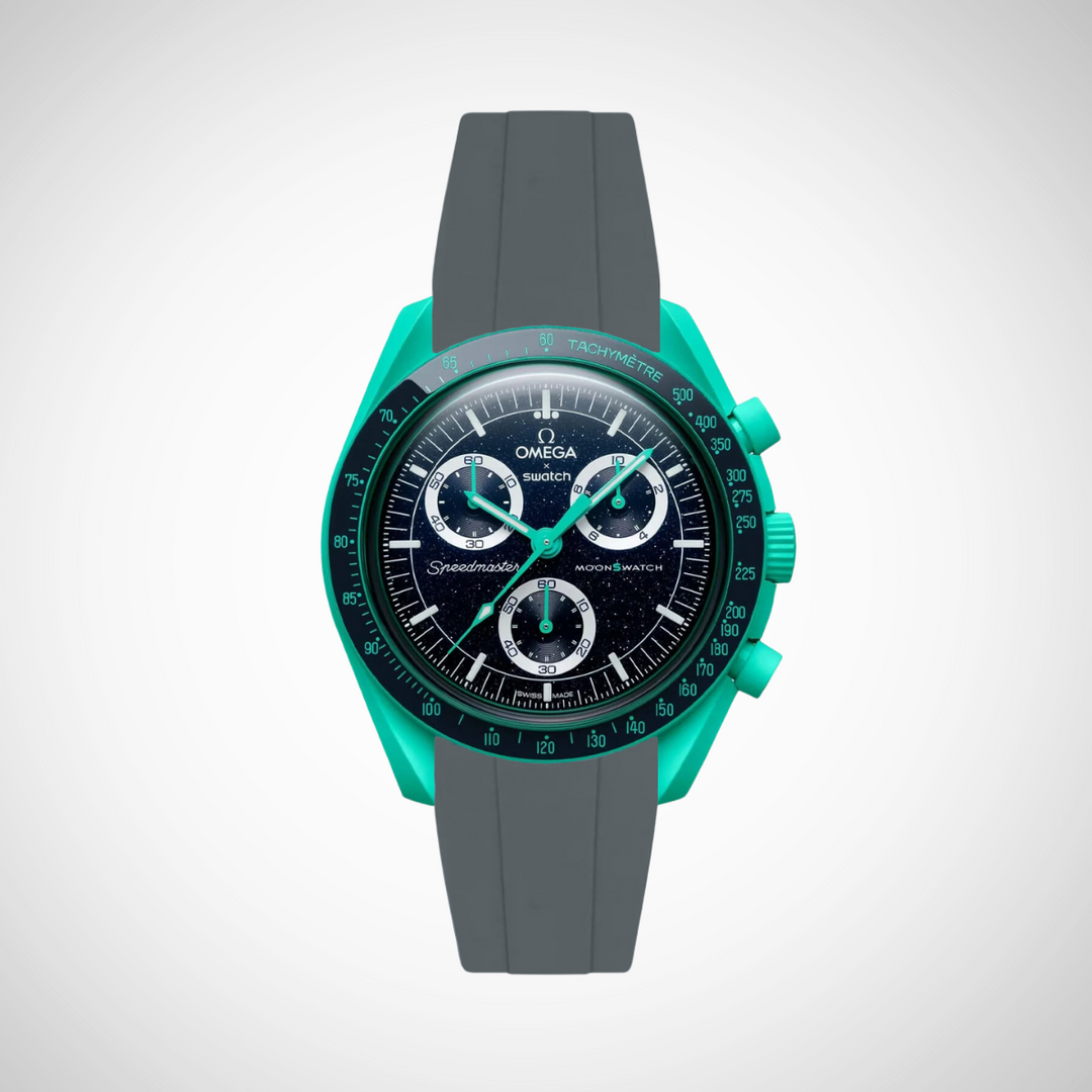 FKM Rubber Curved Strap for Omega X Swatch MoonSwatch Mission On Earth - Polar Lights