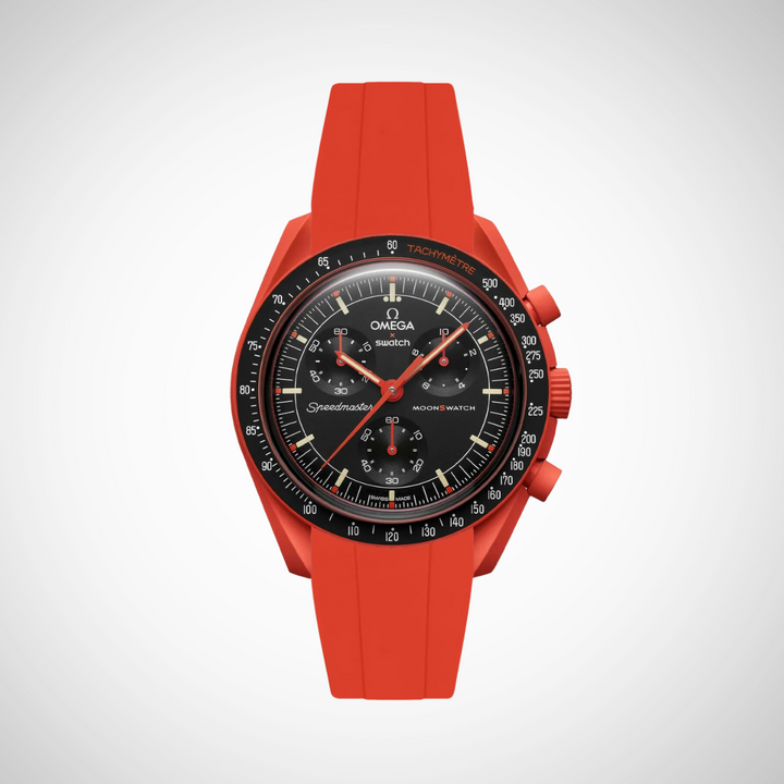 FKM Rubber Curved Strap for Omega X Swatch MoonSwatch Mission On Earth - Lava