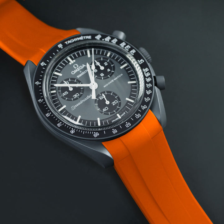 FKM Rubber Curved Strap for Omega X Swatch MoonSwatch Mission To Earth Phase