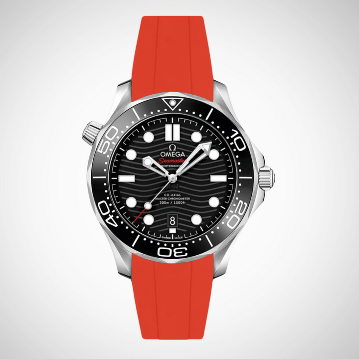 FKM Rubber Curved Strap for Omega Seamaster Diver 300 42mm - Black Dial