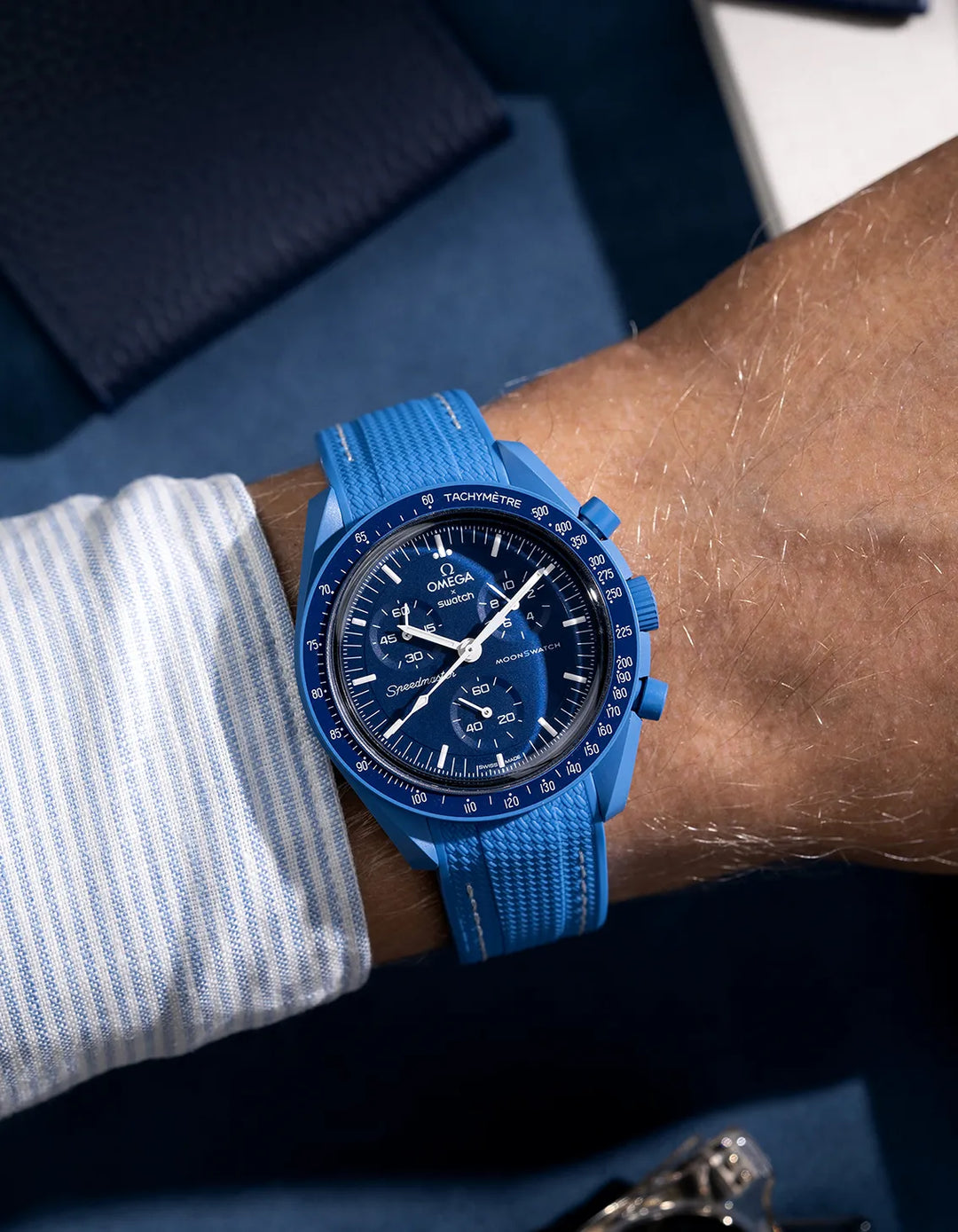 Rubber Flex Thread Curved Strap for Omega X Swatch MoonSwatch Mission To Neptune