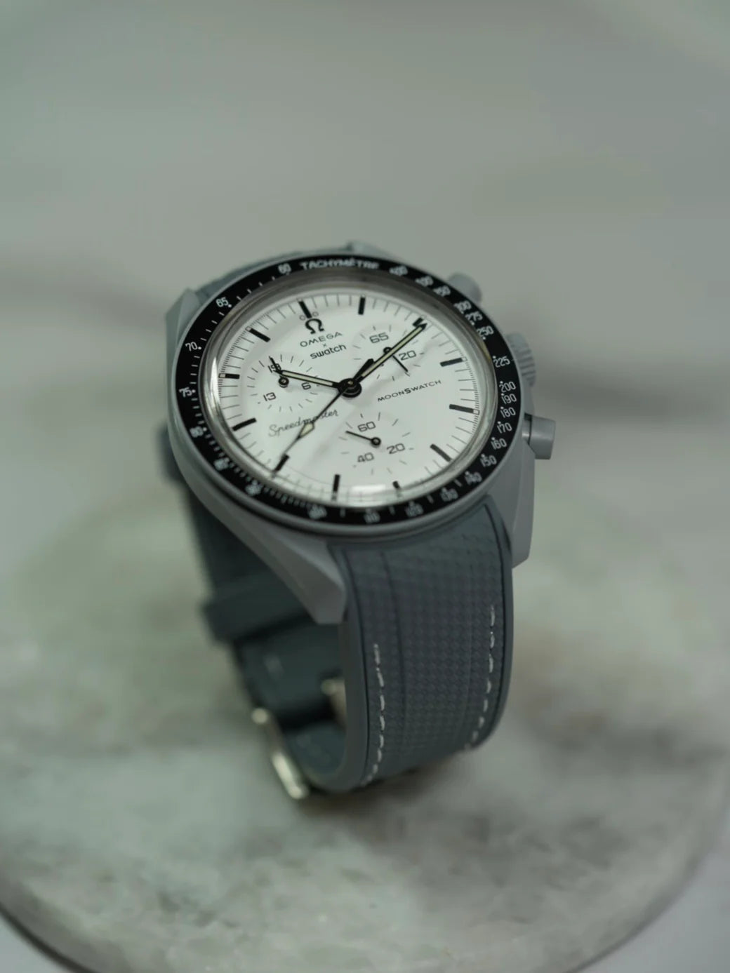 Rubber Flex Thread Curved Strap for Omega X Swatch MoonSwatch Mission to Mercury
