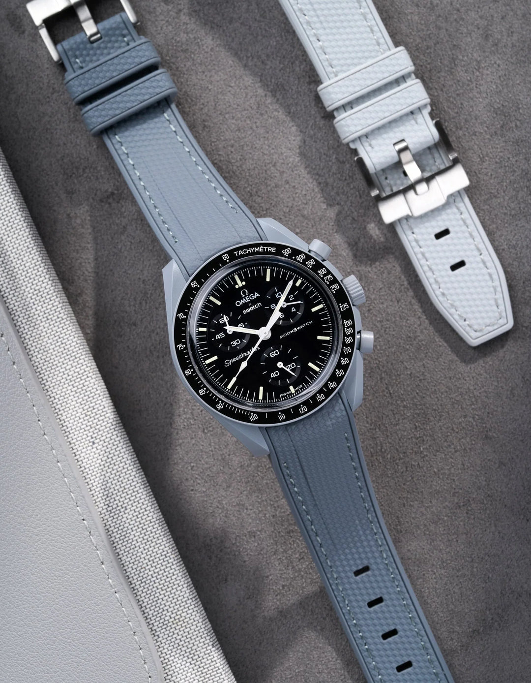 Rubber Flex Thread Curved Strap for Omega X Swatch MoonSwatch Mission to the Moon