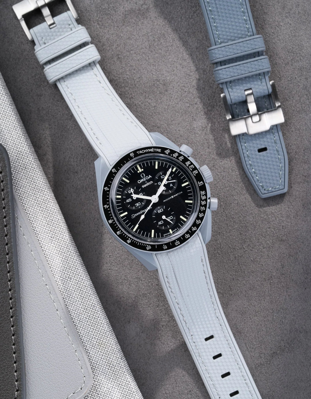 Rubber Flex Thread Curved Strap for Omega X Swatch MoonSwatch Mission to the Moon