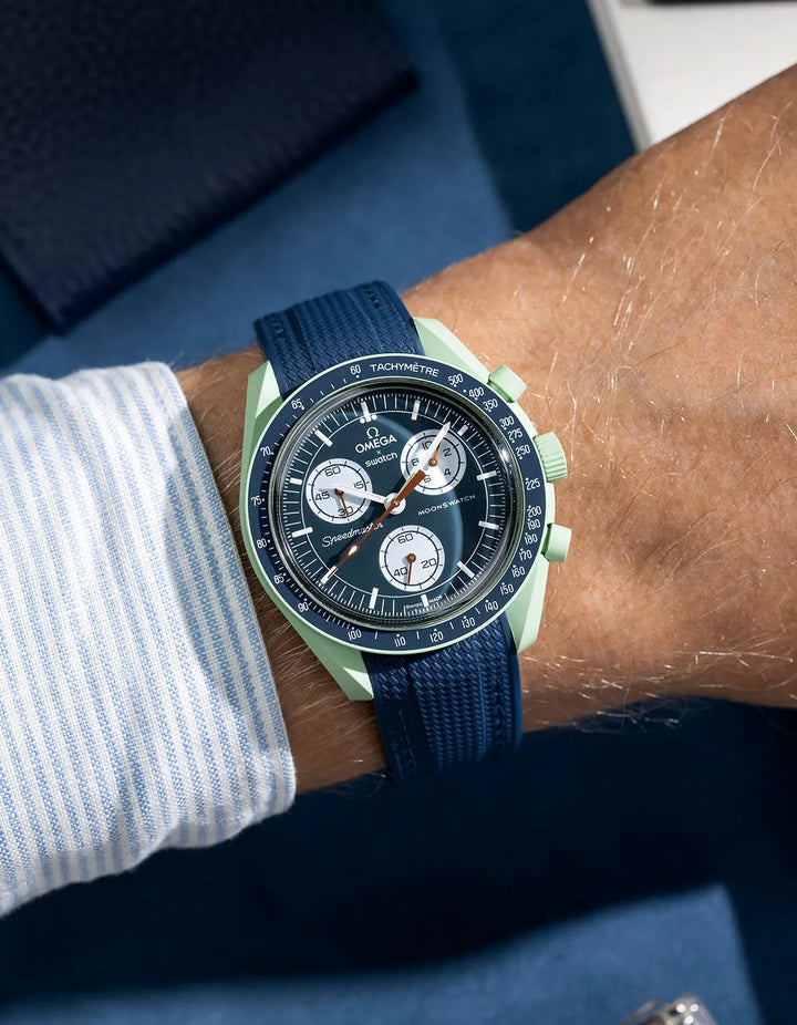 Rubber Flex Thread Curved Strap for Omega X Swatch MoonSwatch Mission on Earth