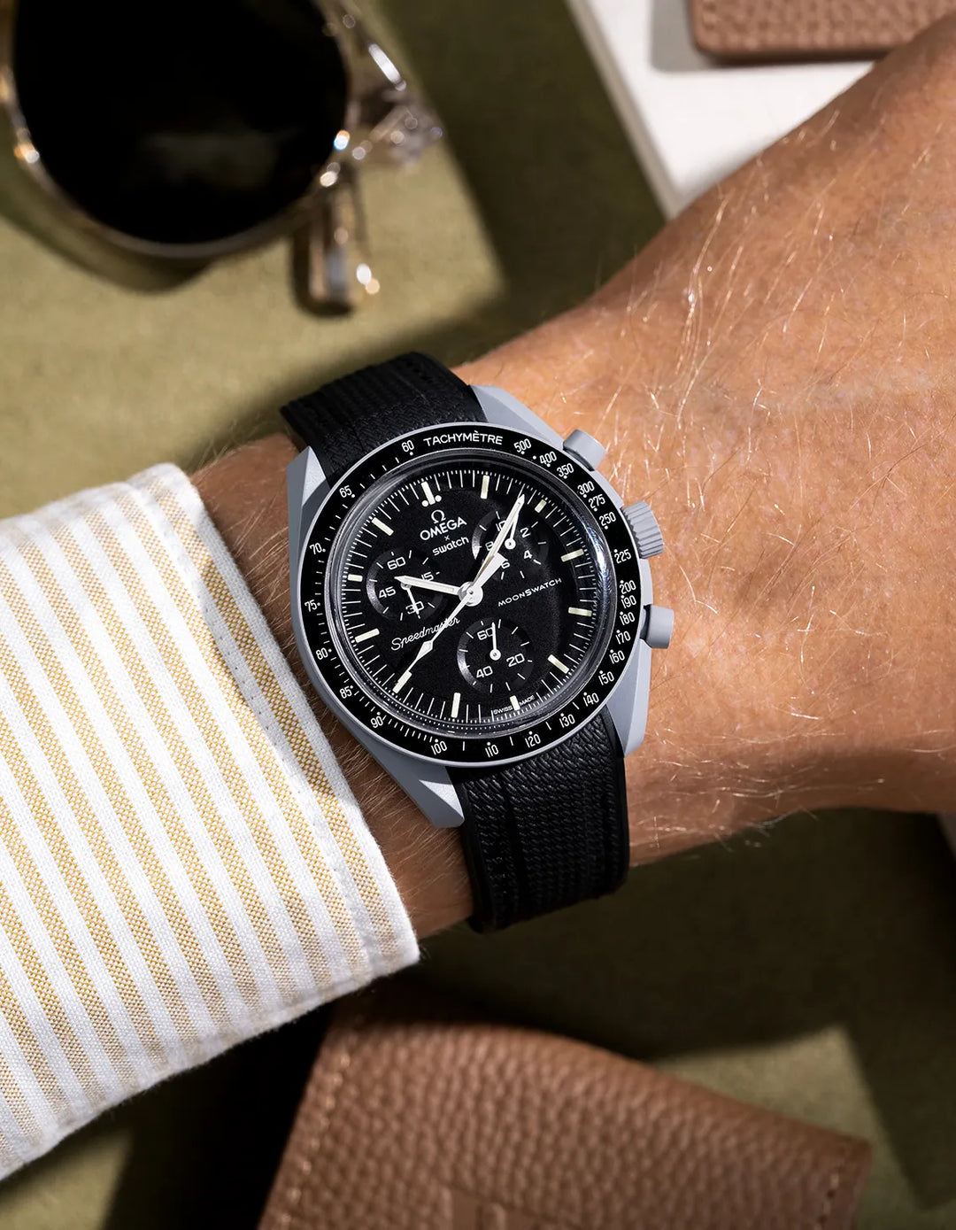 Rubber Flex Thread Curved Strap for Omega X Swatch MoonSwatch Mission to the Moon
