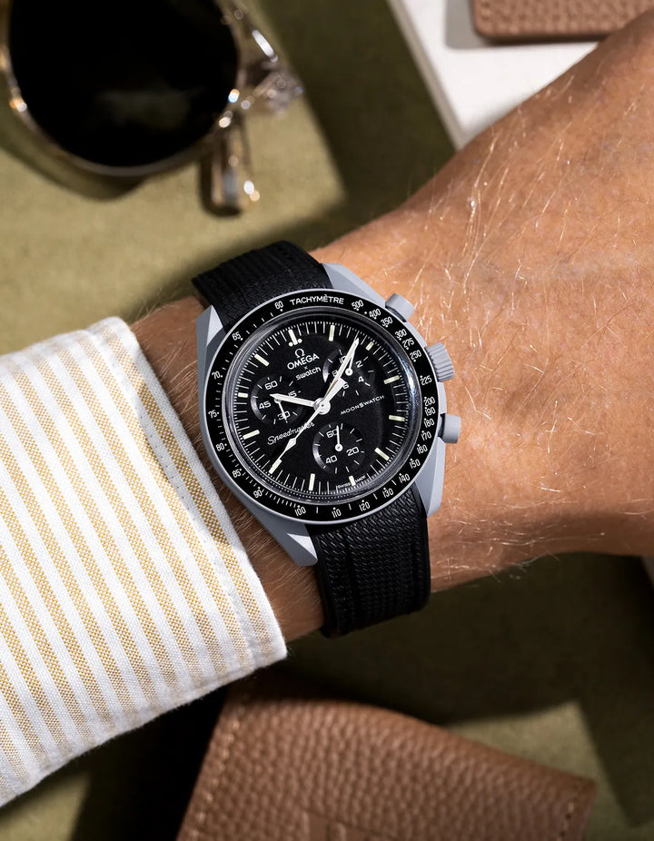 Rubber Flex Thread Curved Strap for Omega X Swatch MoonSwatch Mission to the Moon