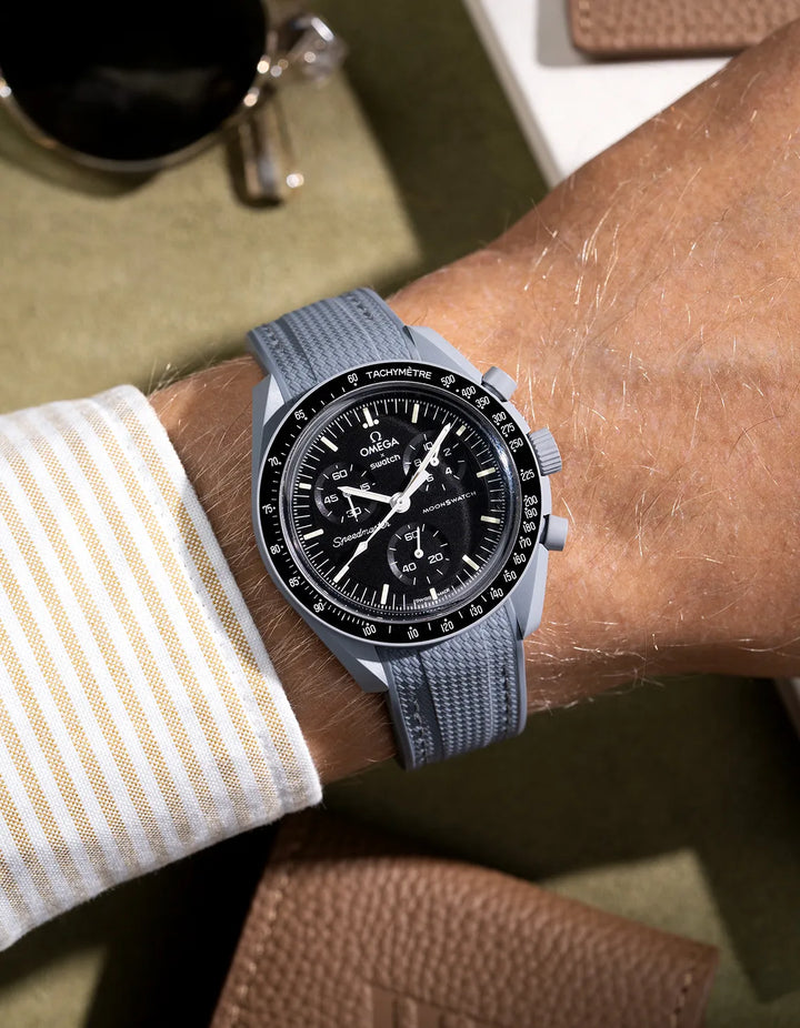 Rubber Flex Thread Curved Strap for Omega X Swatch MoonSwatch Mission to the Moon