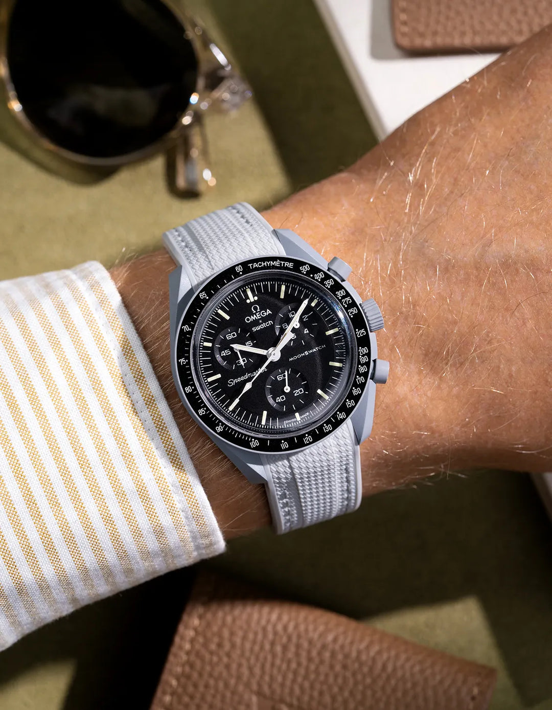 Rubber Flex Thread Curved Strap for Omega X Swatch MoonSwatch Mission to the Moon